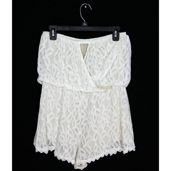 Free People Tahlia Strapless Lace Romper Ivory M - Picture 4 of 4